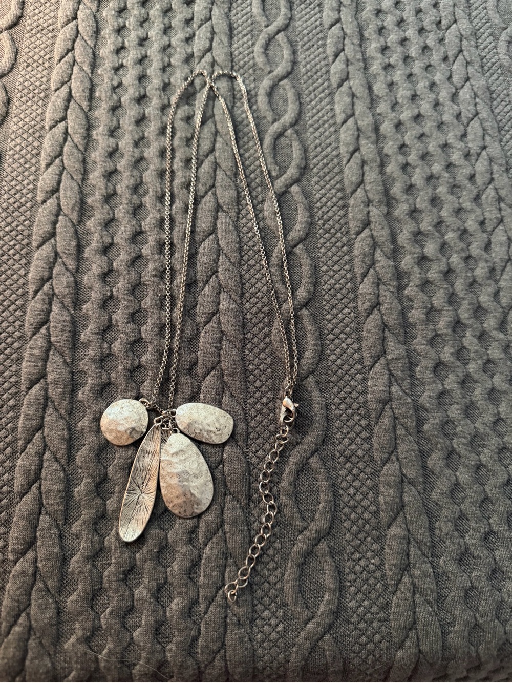 Silver-Tone Textured Multi-Pendant Necklace